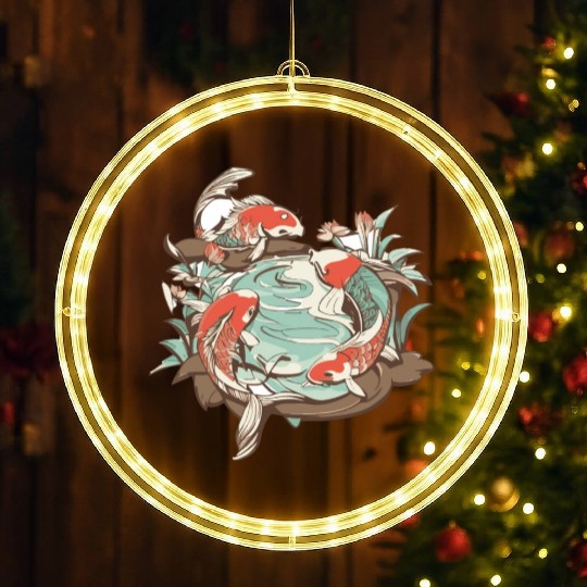 Tranquil Oasis: Koi Pond Serenity LED Christmas Window Lights