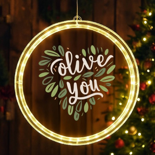 olive you funny romantic double meaning gift LED Christmas Window Lights