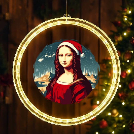 Mona Lisa Funny Christmas Art LED Christmas Window Lights