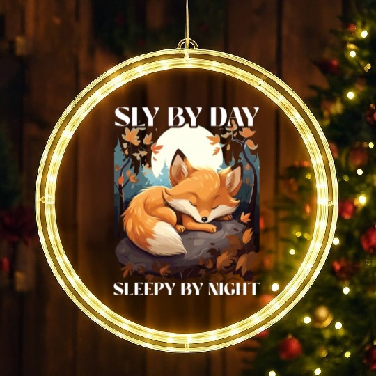 Sleeping Fox Sleepyhead Napping Sleep Fox Lover LED Christmas Window Lights
