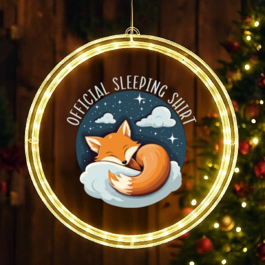 Sleeping Fox Sleepyhead Napping Sleep Fox Lover LED Christmas Window Lights