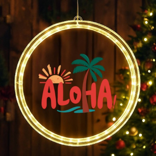 Tropical Aloha Beach LED Christmas Window Lights | Relaxing Island LED Christmas Window Lights