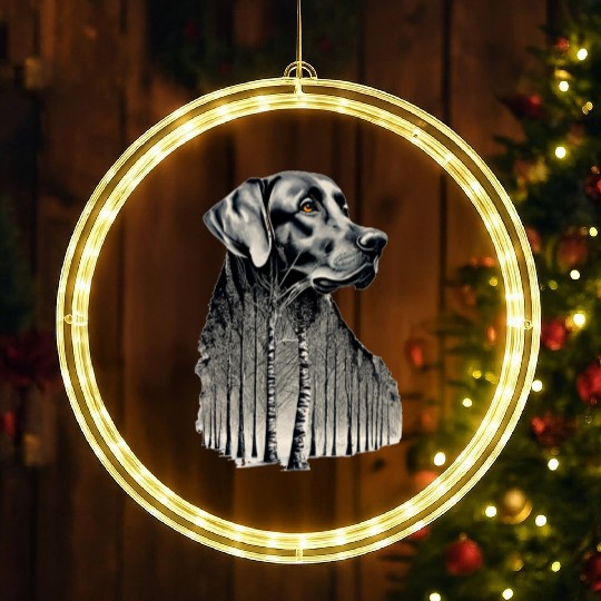 Funny black labrador charcoal drawing LED Christmas Window Lights