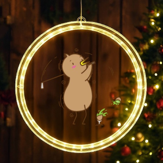 Kiwi playing Golf Kiwi Bird and Fruit LED Christmas Window Lights
