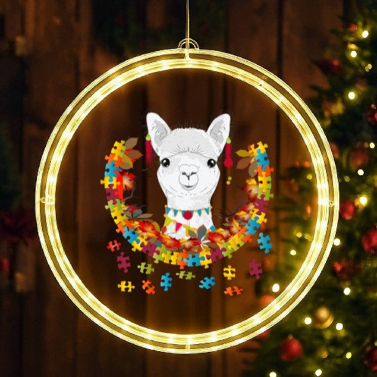 decorated alpaca in an autumnal setting LED Christmas Window Lights