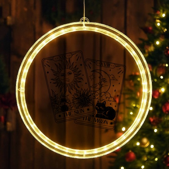"Tarot Cards: Sun and Moon" LED Christmas Window Lights
