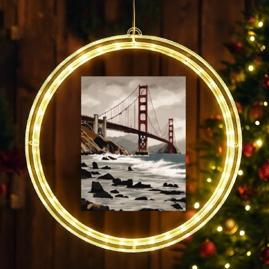Golden Gate Bridge California LED Christmas Window Lights, Golden Gate