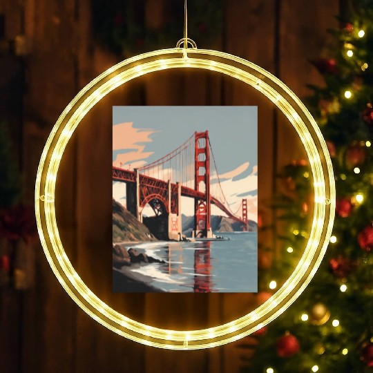 Golden Gate Bridge California LED Christmas Window Lights, Golden Gate