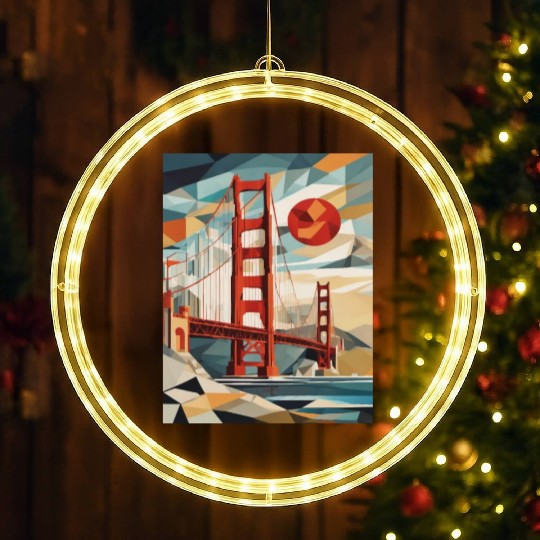 Golden Gate Bridge California LED Christmas Window Lights, Golden Gate