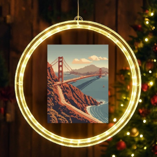 Golden Gate Bridge California LED Christmas Window Lights, Golden Gate