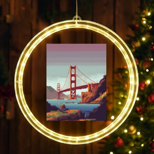 Golden Gate Bridge California LED Christmas Window Lights, Golden Gate