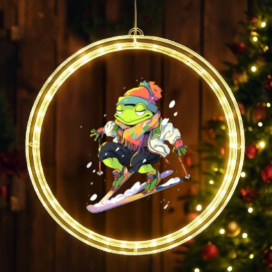 Frog Skiing Skier Ski Winter Snow LED Christmas Window Lights
