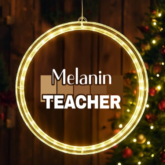 Melanin Teacher Life Afro Teacher African American LED Christmas Window Lights
