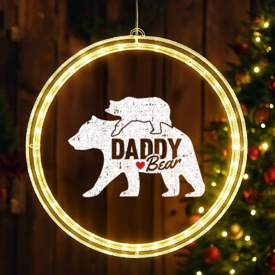 Daddy Bear Fathers Day Cute Baby Cub Papa Dad LED Christmas Window Lights