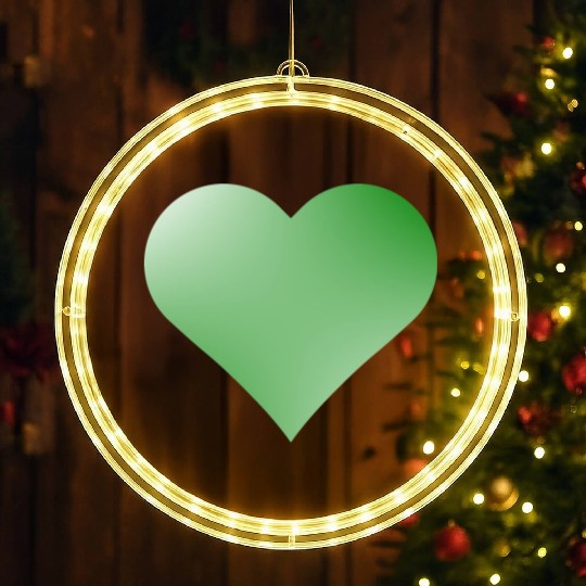 Green Cute Heart Icon LED Christmas Window Lights