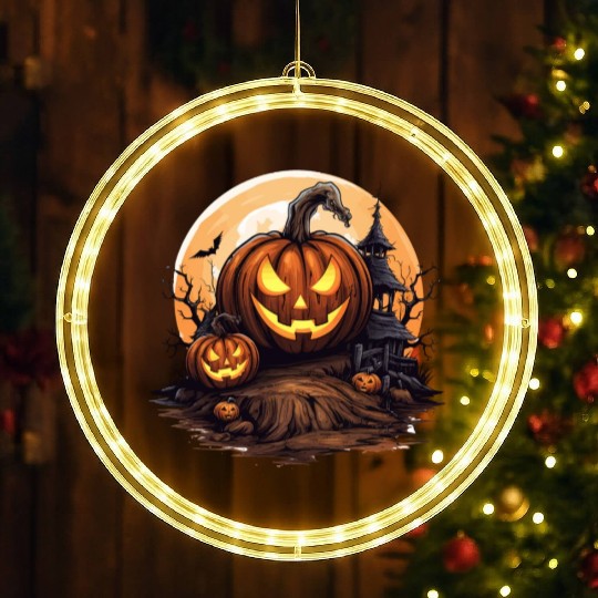Halloween Haunted House Spell Pumpkin Bat LED Christmas Window Lights