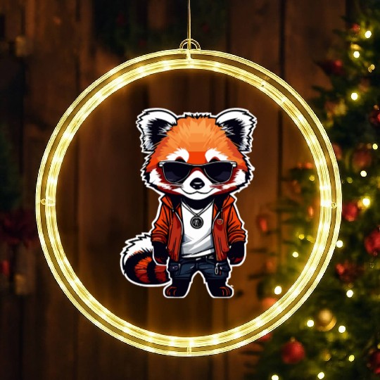 Chibi Red Panda LED Christmas Window Lights