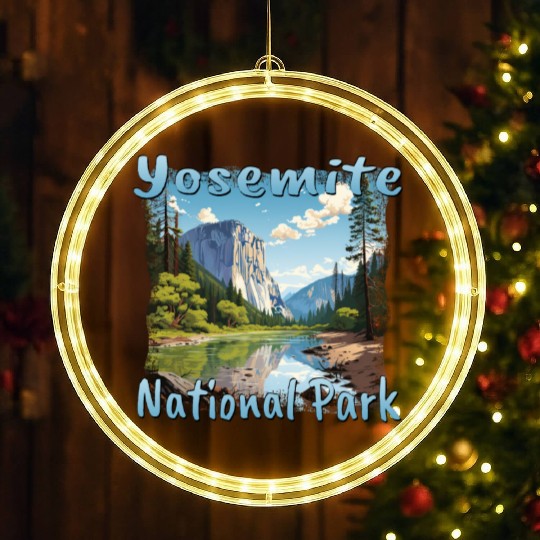 Yosemite National Park: Colorful Landscape in LED Christmas Window Lights