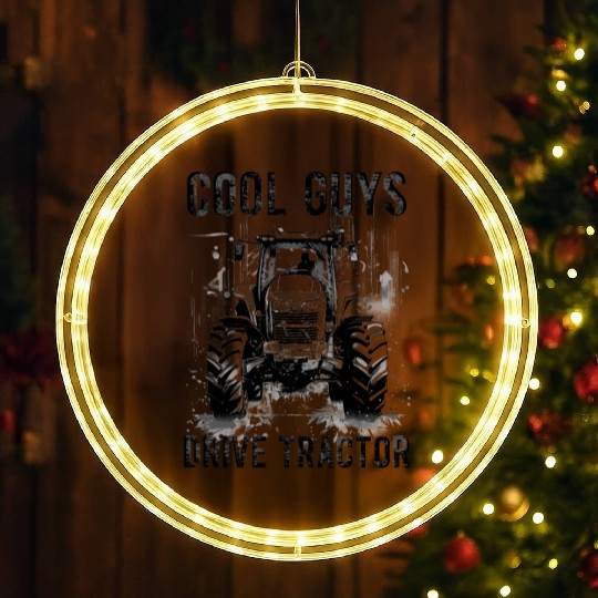 Cool Guys Drive Tractor Farmer Agriculture Gift LED Christmas Window Lights