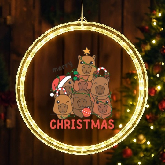 Capybara Christmas Tree Merry Christmas LED Christmas Window Lights