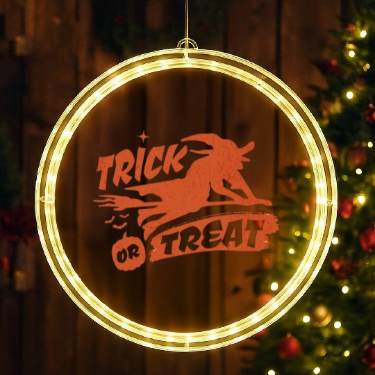 Trick or Treat Orange Witch Halloween LED Christmas Window Lights