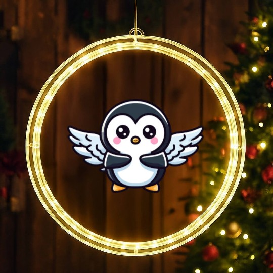 Heavenly penguin flapping its wings in the freezin LED Christmas Window Lights