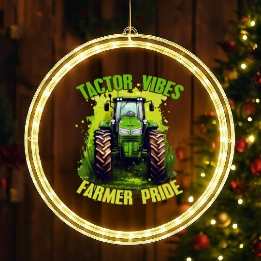 Tractor Vibes Farmer Pride Agriculture Gift LED Christmas Window Lights