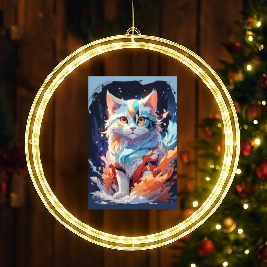 Cute Crystal Fantasy Cat Design LED Christmas Window Lights