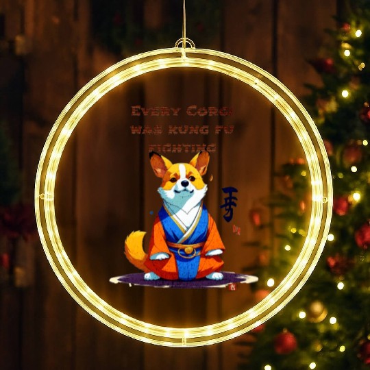 Every corgi was kung fu fighting LED Christmas Window Lights