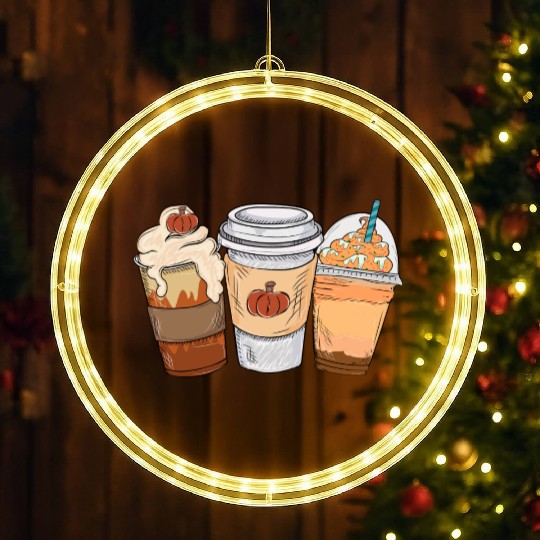 Fall Coffee Drink Thanksgiving LED Christmas Window Lights