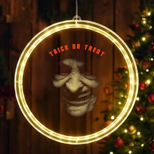 Trick Or Treat - Scary Halloween Old Witch Face LED Christmas Window Lights