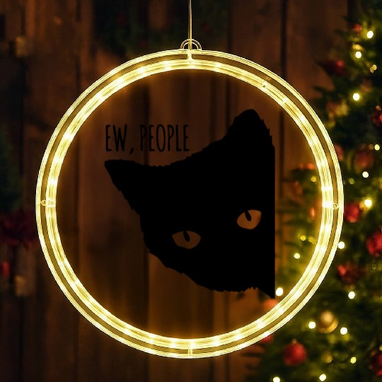 Funny Cat Ew People LED Christmas Window Lights