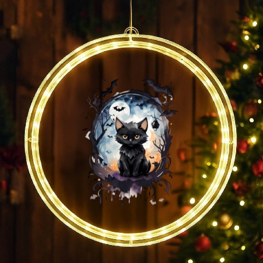 "Bat-Kissed Kitten" LED Christmas Window Lights