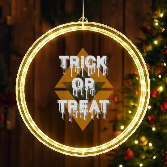Dark Gray Grunge Trick Or Treat Vintage Aesthetic LED Christmas Window Lights