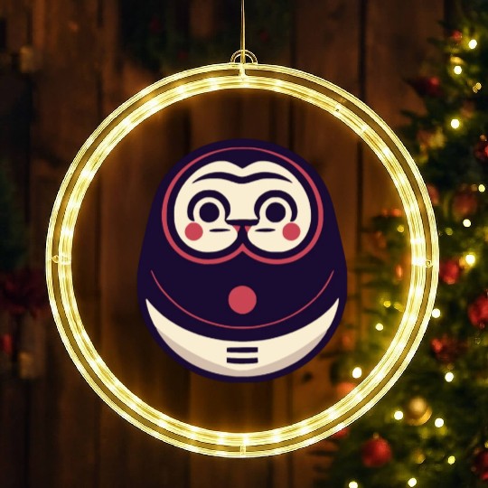 Kawaii Cat Face Daruma Doll LED Christmas Window Lights