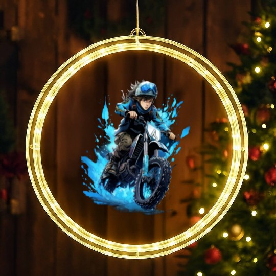 Dirt Bike Anime Ice Racing Motorcycle Ice Racer LED Christmas Window Lights