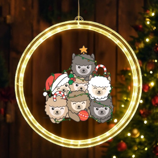 Alpaca Christmas Tree Funny Animal Christmas LED Christmas Window Lights