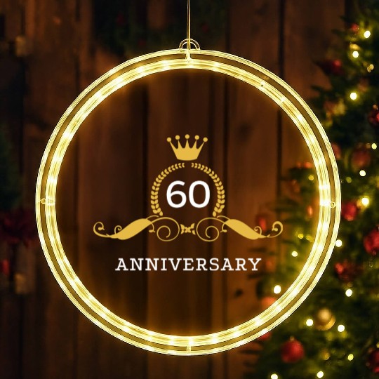 60th Diamond Wedding Anniversary / Sixty Years LED Christmas Window Lights