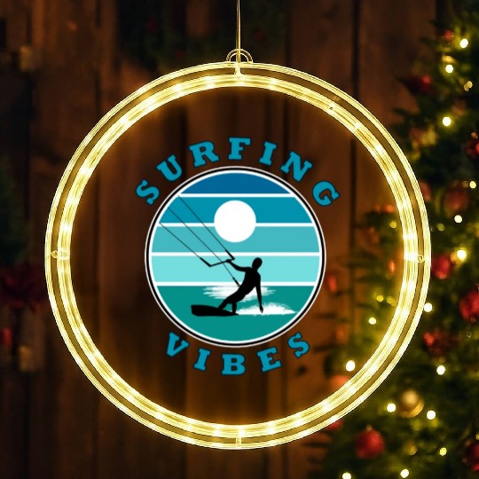 Surfing Vibes – retro 2 - kite surfer LED Christmas Window Lights