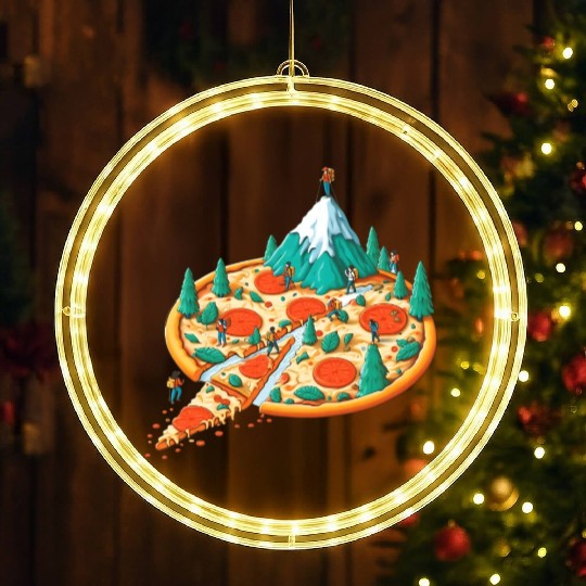Pizza Hiking People LED Christmas Window Lights
