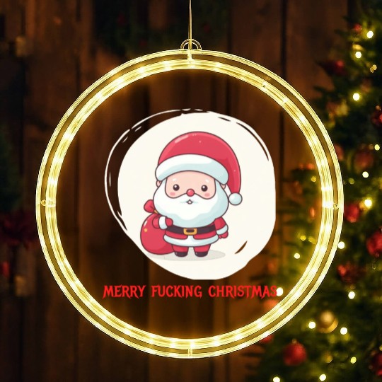 Cute Bad Santa LED Christmas Window Lights