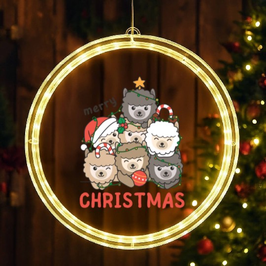 Alpaca Christmas Tree Merry Christmas LED Christmas Window Lights