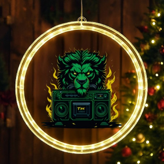 Lion-human character with emerald green fur. LED Christmas Window Lights