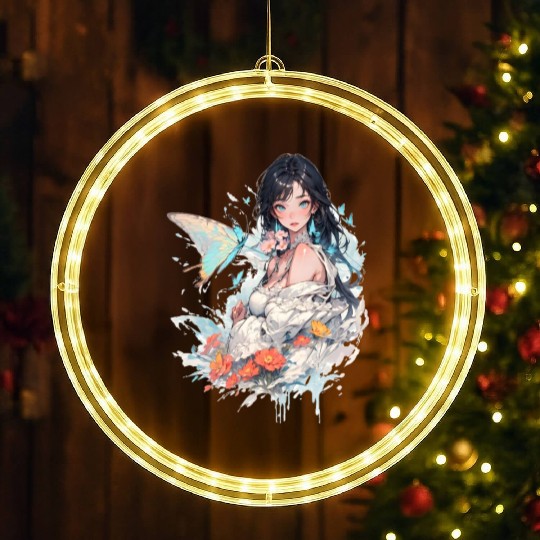 beautiful lady and butterfly LED Christmas Window Lights