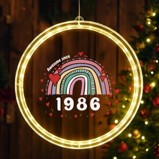 Cute Rainbow Awesome 1986 - 37th Birthday w/ LED Christmas Window Lights