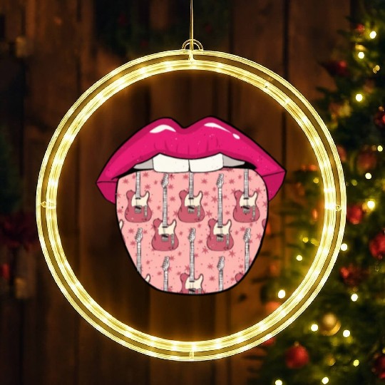 Bass Guitar Bassist Tongue LED Christmas Window Lights