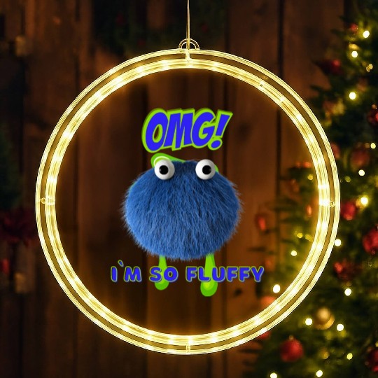 OMG Im So Fluffy, Cute Furry monster. LED Christmas Window Lights