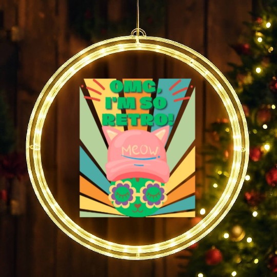 Omg I'm So Retro Cool Cat LED Christmas Window Lights
