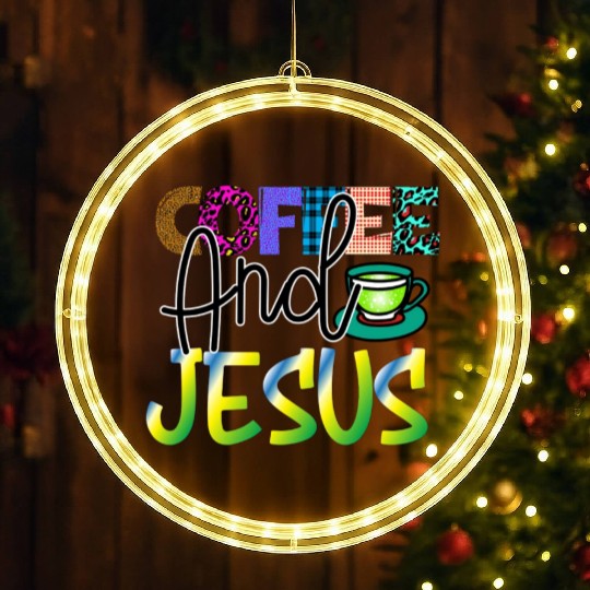 Coffee And Jesus LED Christmas Window Lights