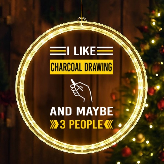 3 People Charcoal Drawing LED Christmas Window Lights